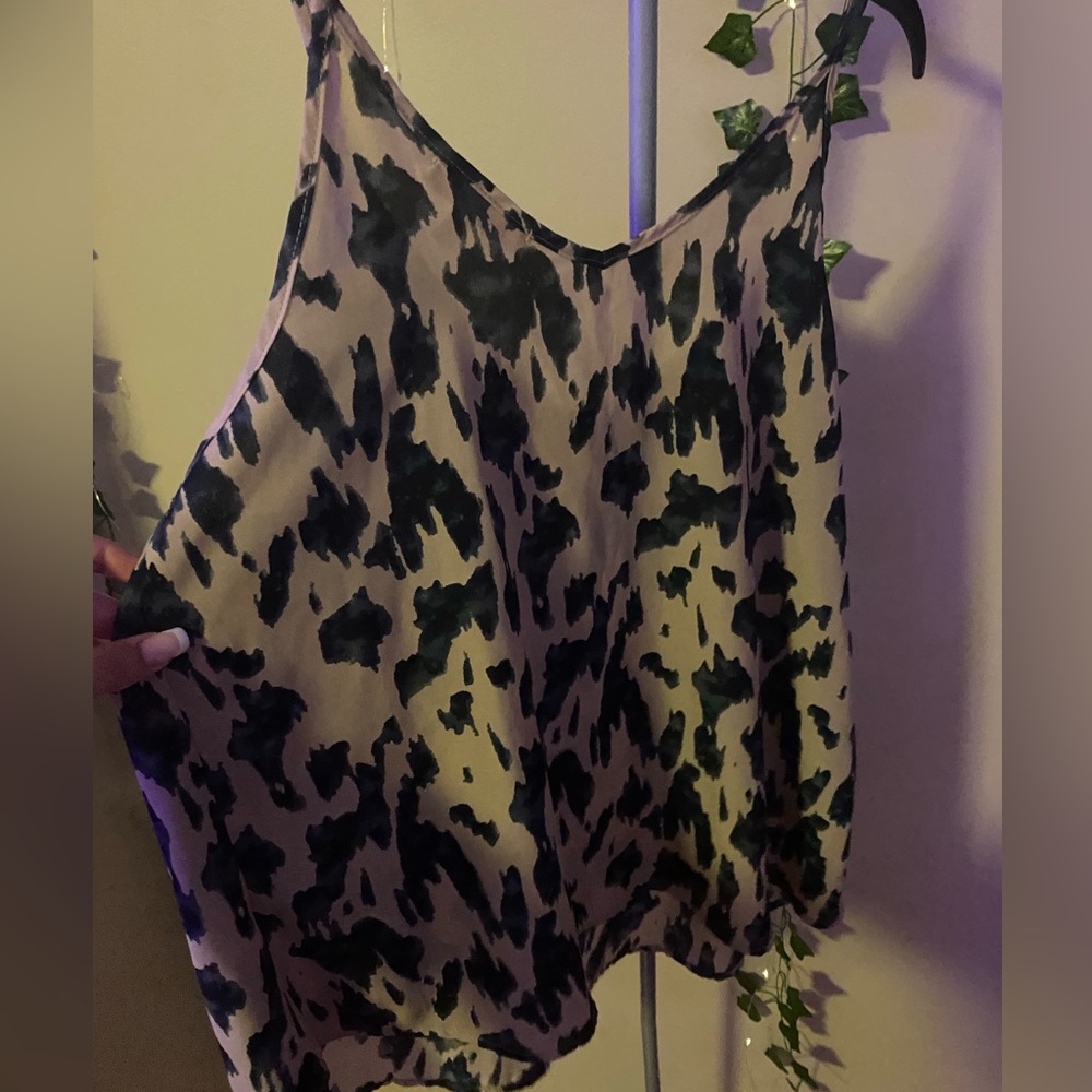Hailey & Co Cropped Thin Strap Animal Print Tank • Used • Size: Large